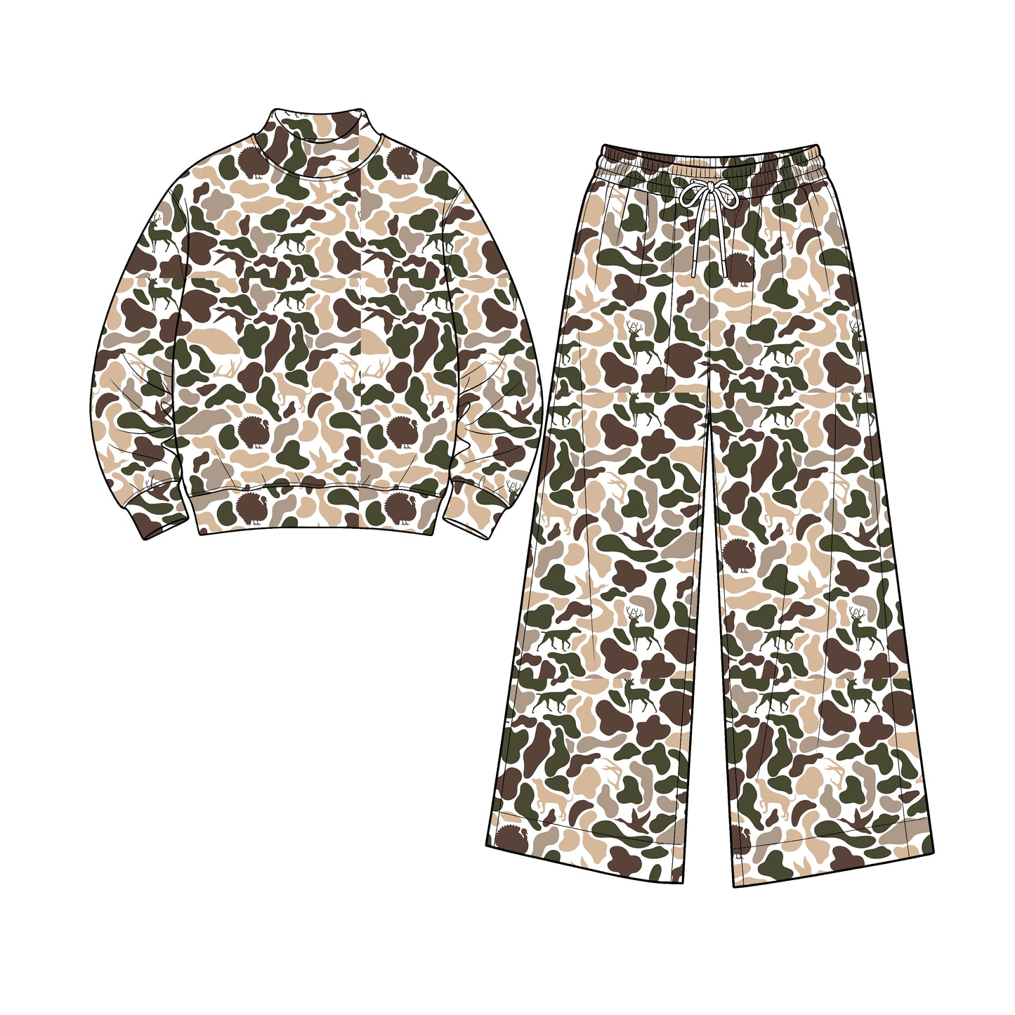 (Preorder new) No moq Yoga Adult Camo Print Long Sleeve Top Pockets Pants Woman Yoga Clothes Set