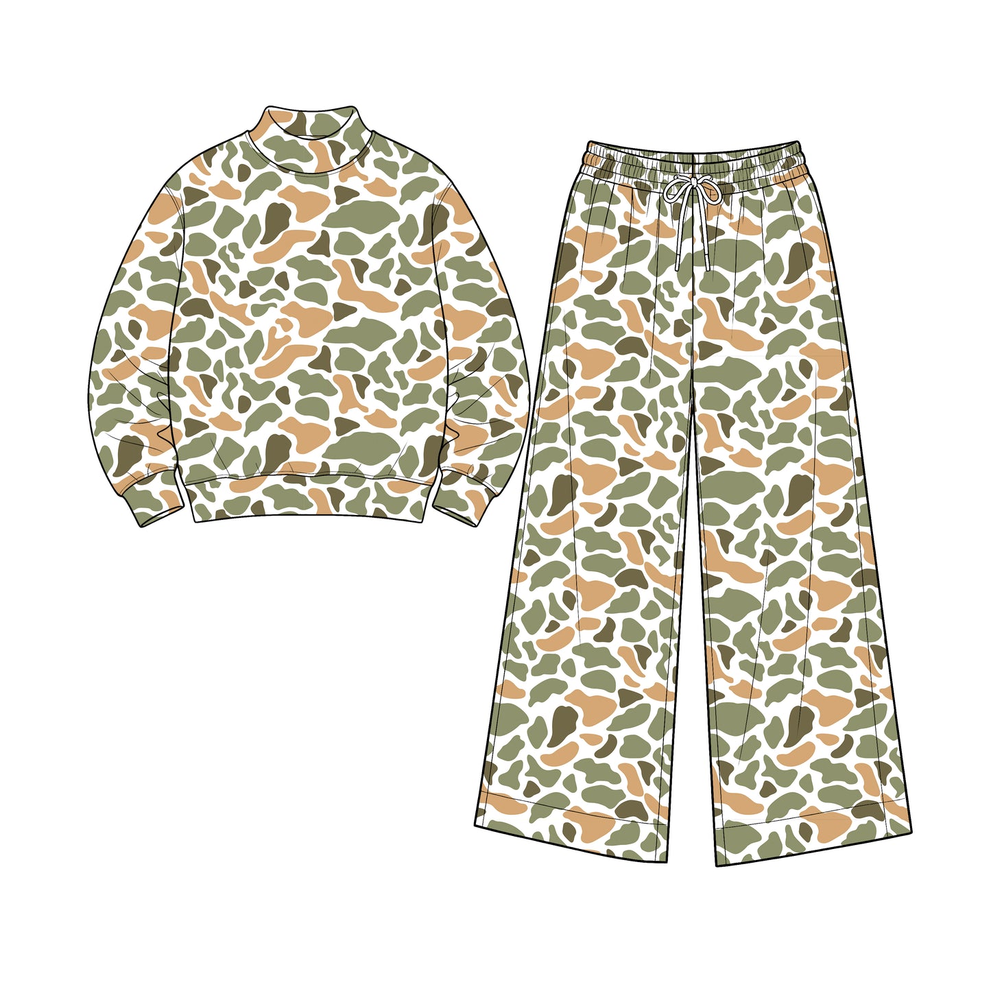 (Preorder new) No moq Yoga Adult Camo Print Long Sleeve Top Pockets Pants Woman Yoga Clothes Set