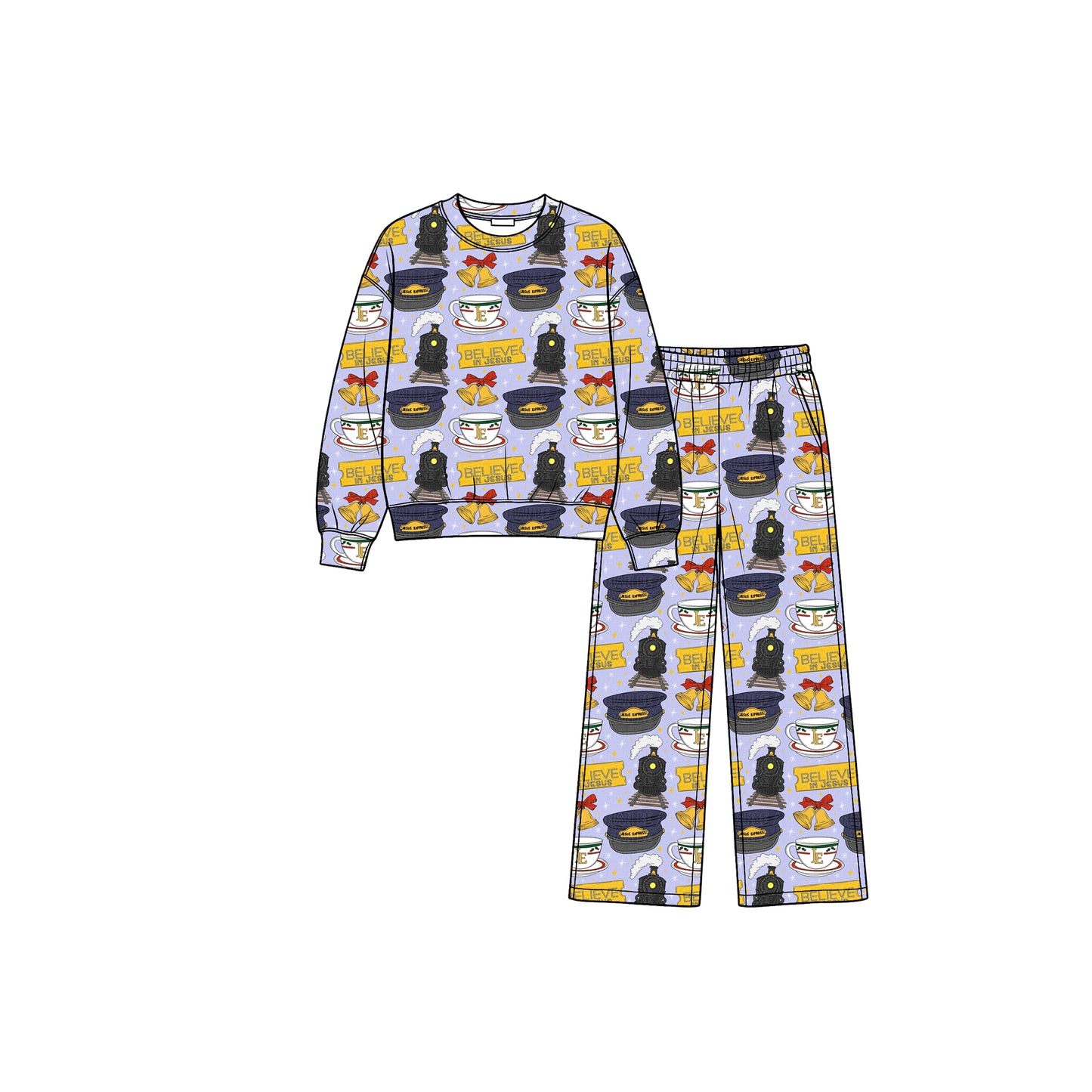 (Preorder new) No moq Baby Girls Boys Print Long Sleeve Top Pants Clothes Set