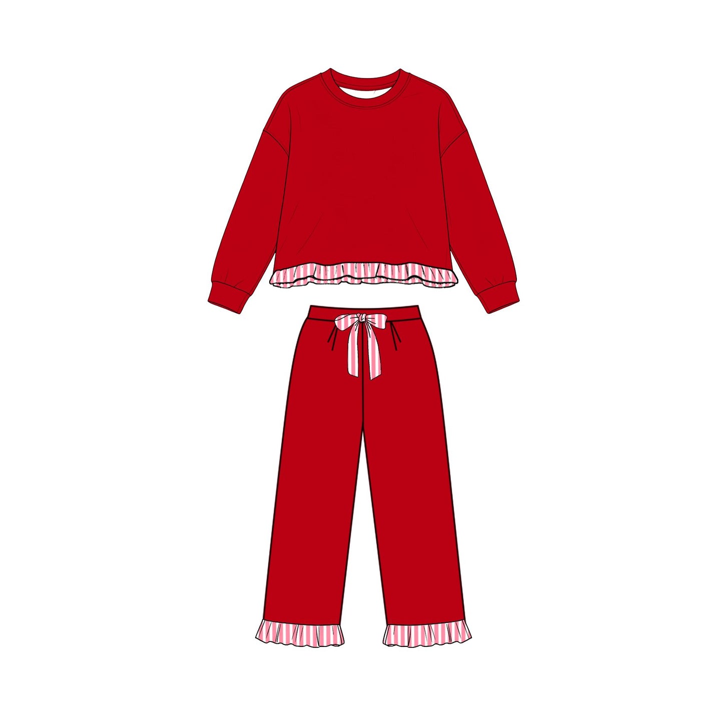 (Preorder new) No moq Baby Girls Solid Color Long Sleeve Crew Neck Pocket Sweatshirt Matching Pants Daily Casual Clothes Set