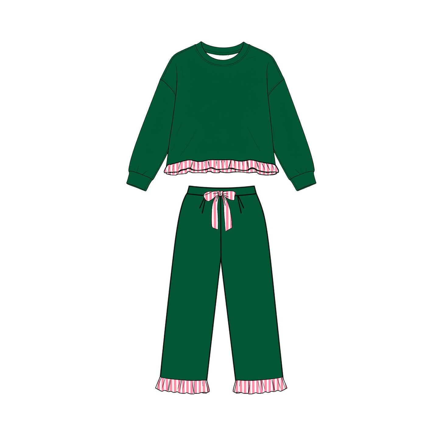 (Preorder new) No moq Baby Girls Solid Color Long Sleeve Crew Neck Pocket Sweatshirt Matching Pants Daily Casual Clothes Set