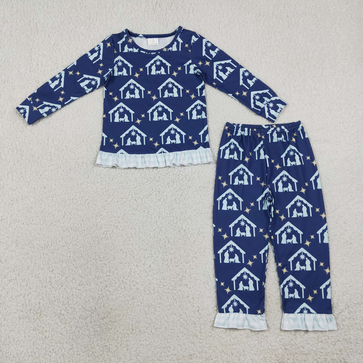 NEW RTS NO MOQ milk silk GLP3659  Baby Girls Long Sleeve Top Ruffle Pant Casual Clothes Set