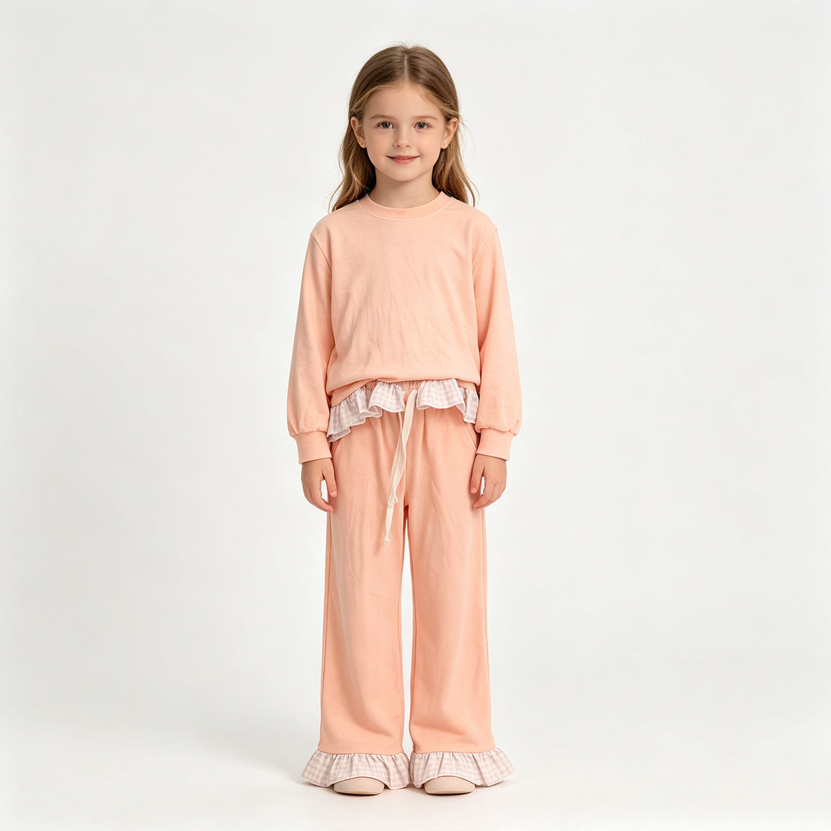 (Sample) No moq cotton GLP3754 Baby Girls Long Sleeve Top Ruffle Pant Long Sleeve Top Ruffle Pant Casual Outfit
