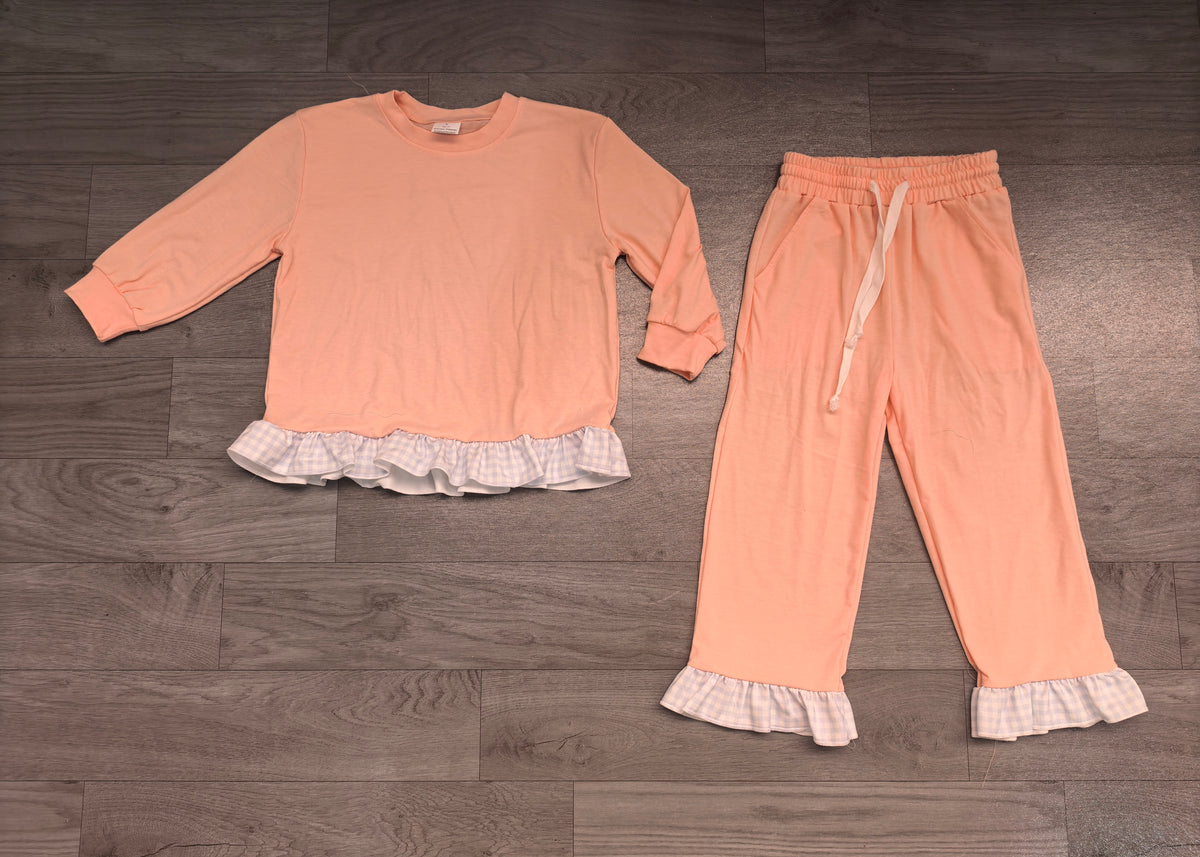 (Sample) No moq cotton GLP3754 Baby Girls Long Sleeve Top Ruffle Pant Long Sleeve Top Ruffle Pant Casual Outfit