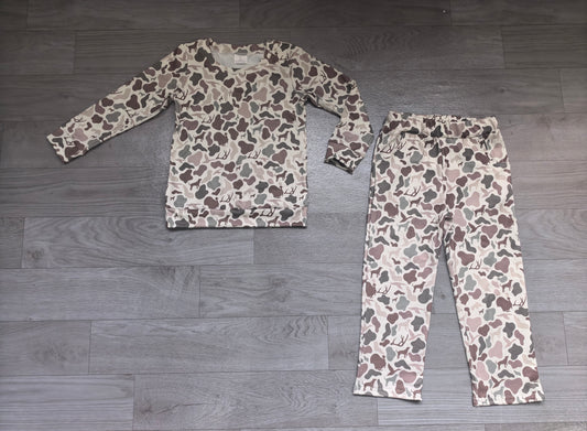 (Sample) No moq milk silk GLP3779 Baby Girls Ducks Camo Long Sleeve Top Pockets Pant Clothes Sets