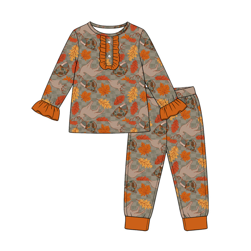 (Preorder new) No moq Baby Girls Christmas Santa Print Long Sleeve Pajama Set Holiday Sleep Outfit