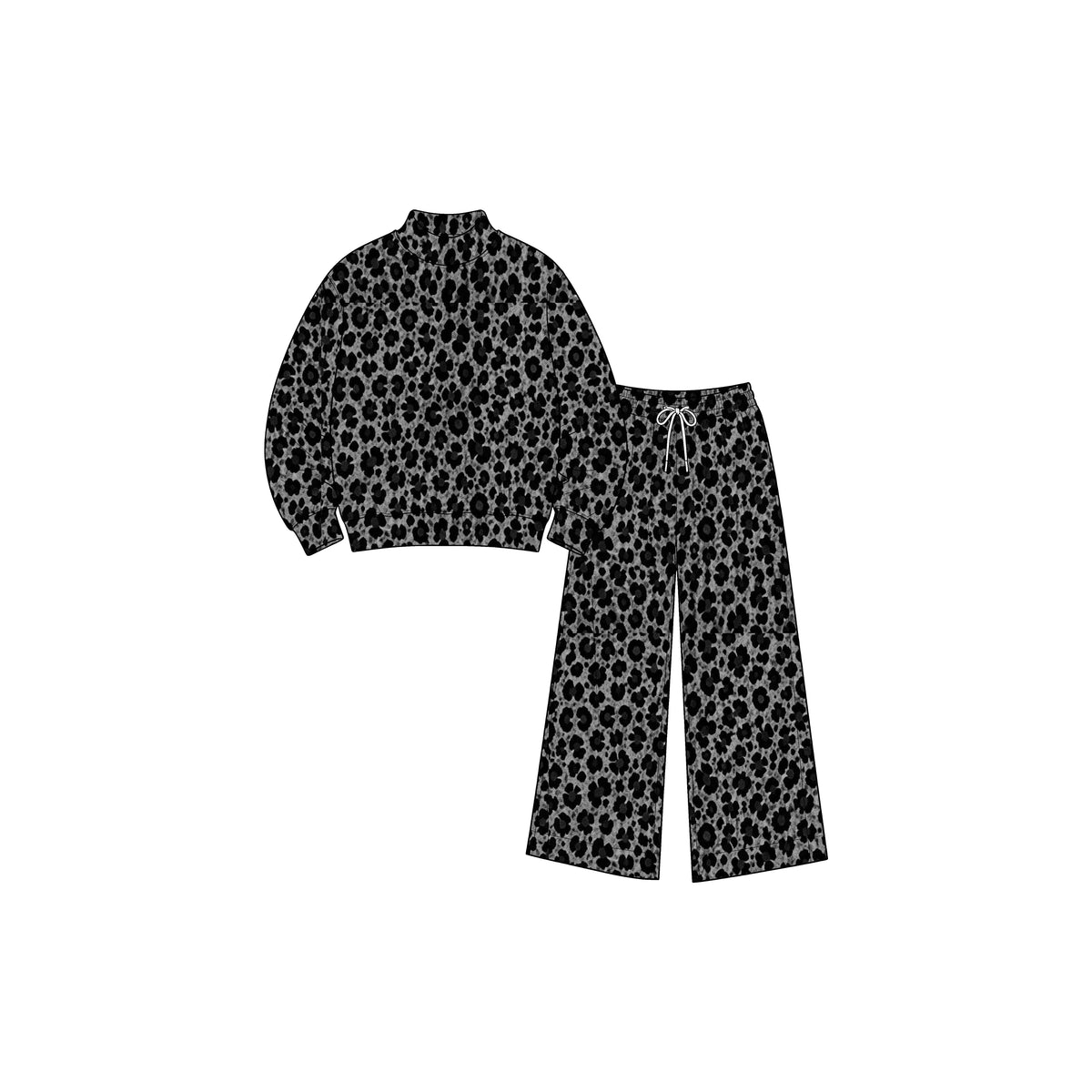 (Preorder new) No moq Yoga Baby Girls Boys High Neck Leopard Long Sleeve Top Pockets Pants Yoga Active Set