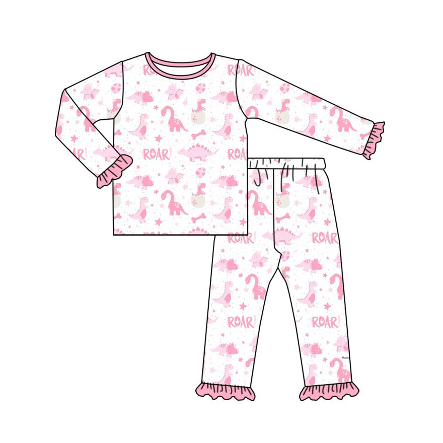 (Preorder new) No moq Baby Boys And Girls Print Ruffle Long Sleeve Pajama Set And Zipper Romper