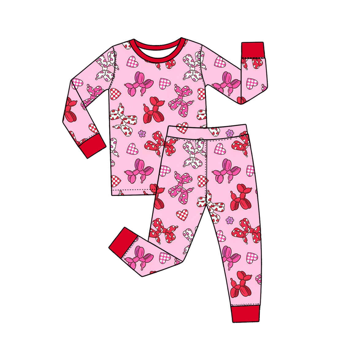 (Preorder new) No moq Baby Boys And Girls Cute Bow Print Long Sleeve Pajama Set And Zipper Romper