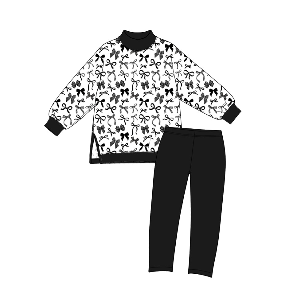(Preorder new) No moq yoga fabric Baby Girls Long Sleeve Leopard  Printed Crew Neck Top And And Solid Leggings Yoga Set