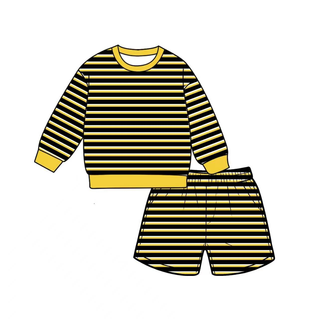 (Preorder new) No moq Adult Women Stripe Crew Neck Short Sleeve Shirt Top And Shorts Yoga Active Sports Clothes Set