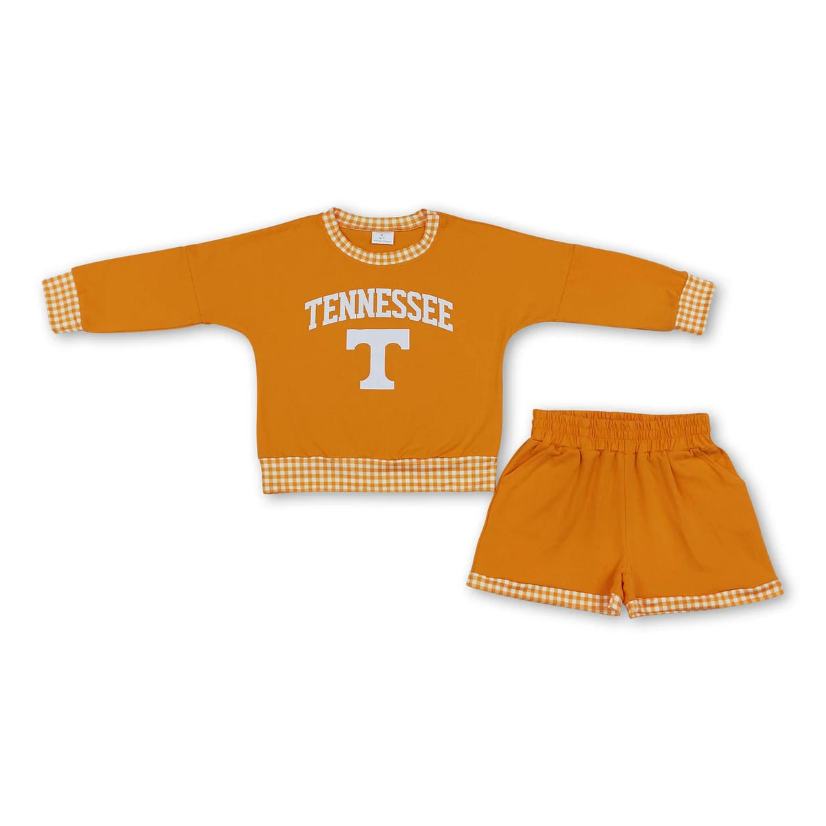 RTS NO MOQ Sibling milk silk Baby Kids Orange Print Tops Pants Shorts Hoodie Team Clothes