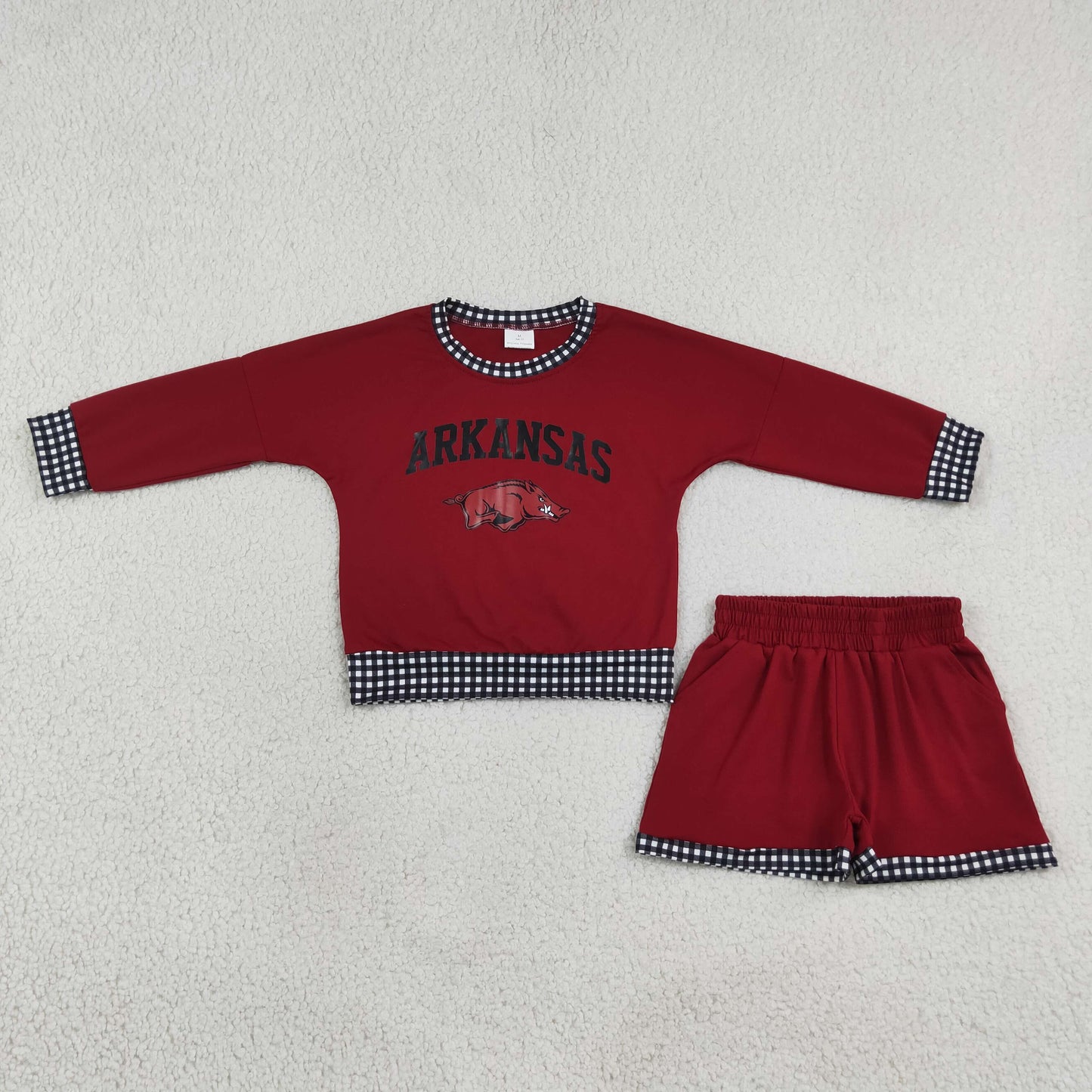 RTS NO MOQ Sibling milk silk Baby Boys Long Sleeve Top Pockets Short Team Clothes Set Girls Bows Top Short Team Clothes Sets