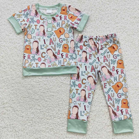 Cute Clothes BSPO0110 baby boys green short-sleeved trousers suit