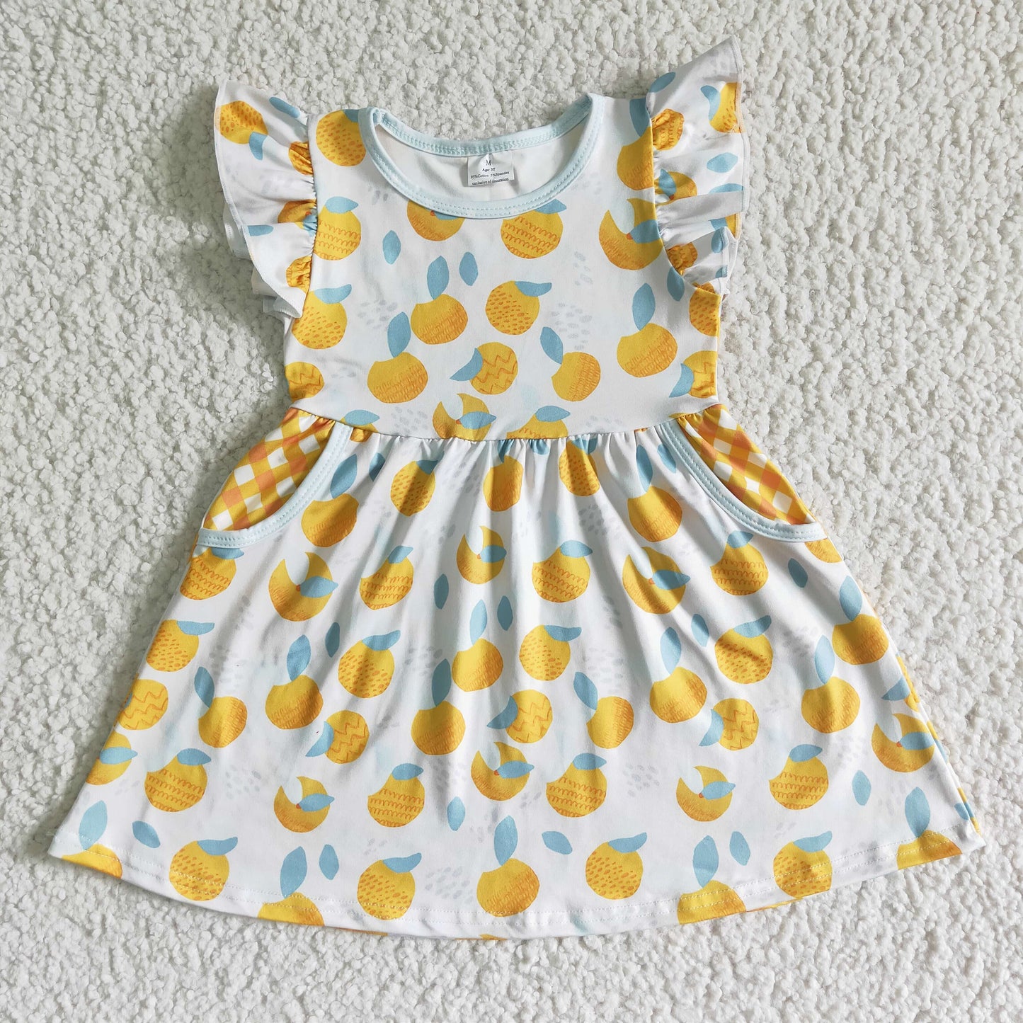 GSD0074 Girls Fly Sleeve Orange Fruit Pocket Skirt