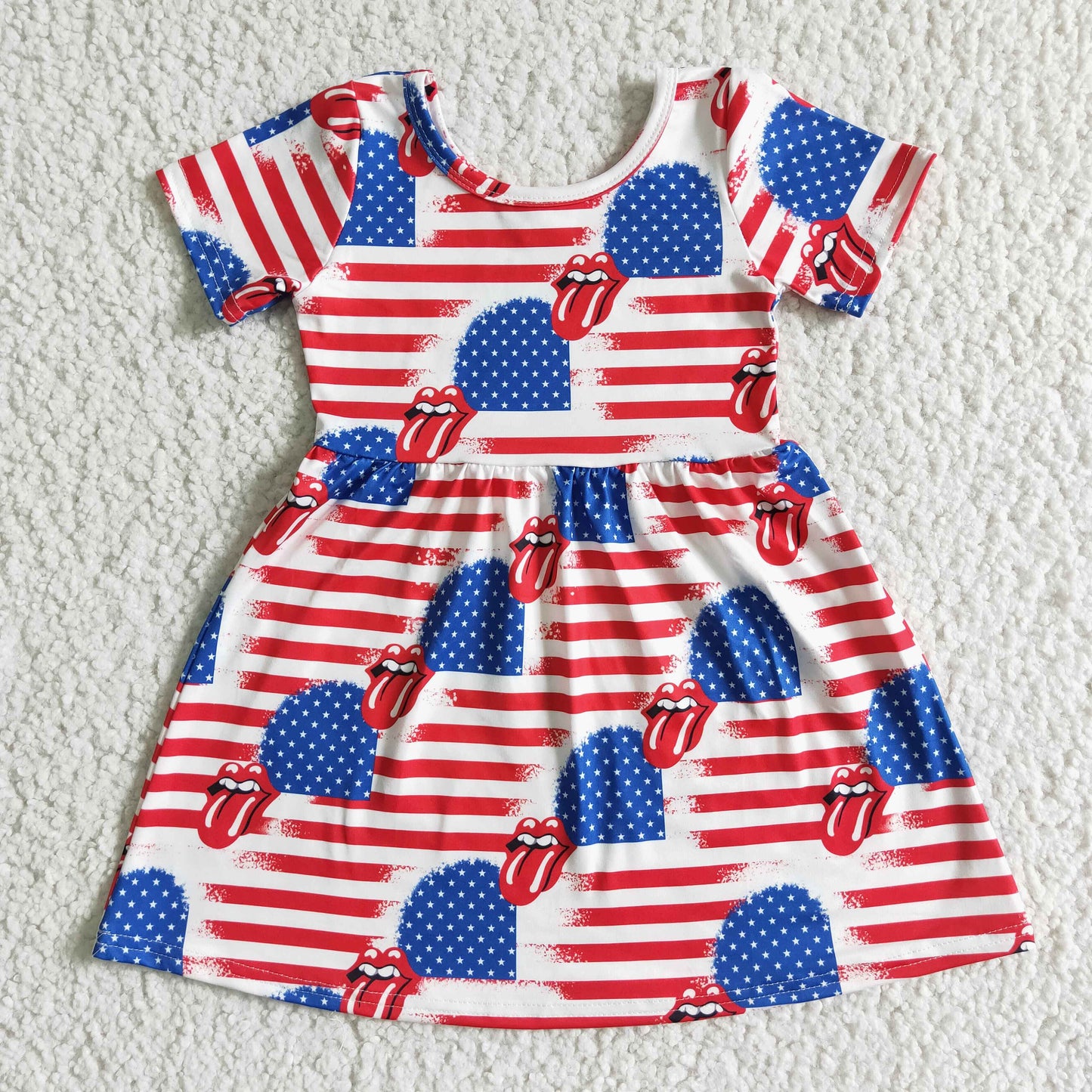GSD0082 Girls National Day big tongue short sleeve skirt