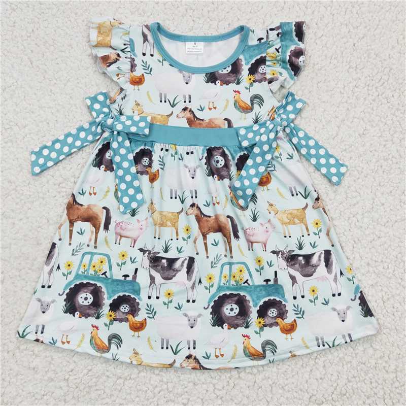 RTS NO MOQ baby Girls Clothes farm pig short sleeve shorts Sets and romper and dress