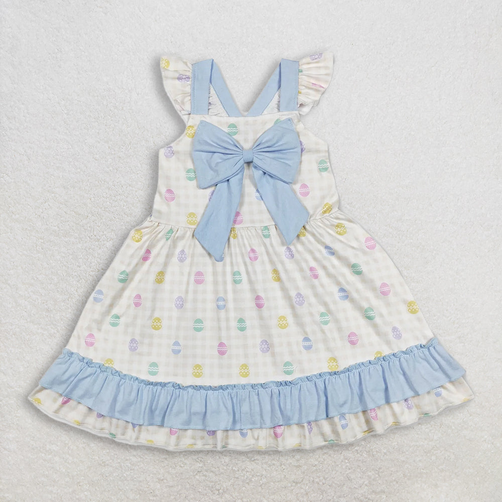 RTS NO MOQ Sibling Baby Girls Easter Bow Tunic Ruffle Shorts Outfit Set Dress Rompers for Little Ones
