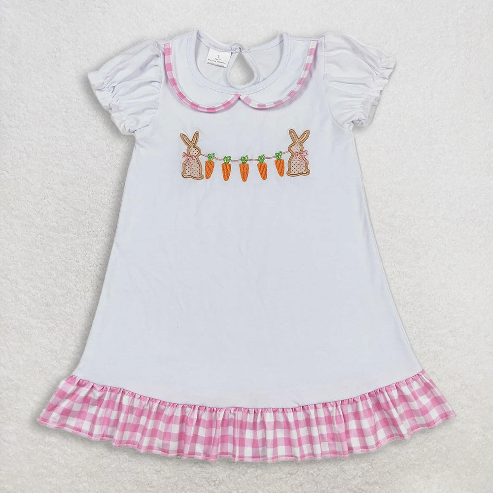 RTS NO MOQ Sibling Baby Girls Easter Rabbit Knee-Length Rompers Dress Cute Outfit for Infants