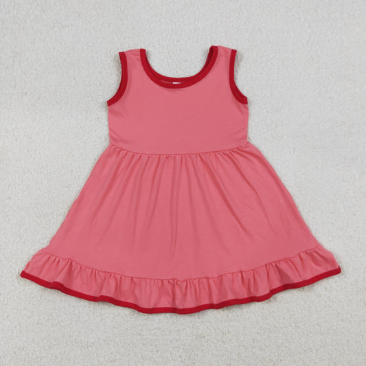 RTS NO MOQ GSD0656 Baby Girls Sleeveless Watermelon Red Ruffle Dresses Cute Infant Girl's Summer Dress