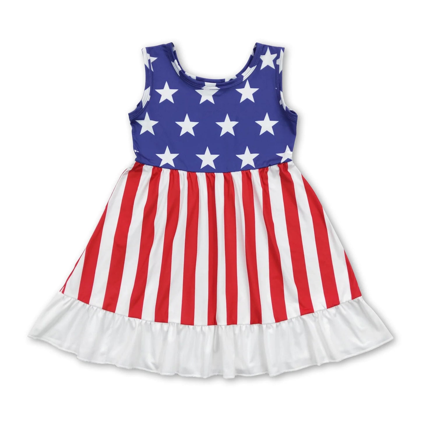 RTS NO MOQ Sibling milk silk Baby Boys And Girls Blue Short Sleeves Star Print Shirt Red Stripe Shorts Set Rompers Dresses 4th Of July Clothes