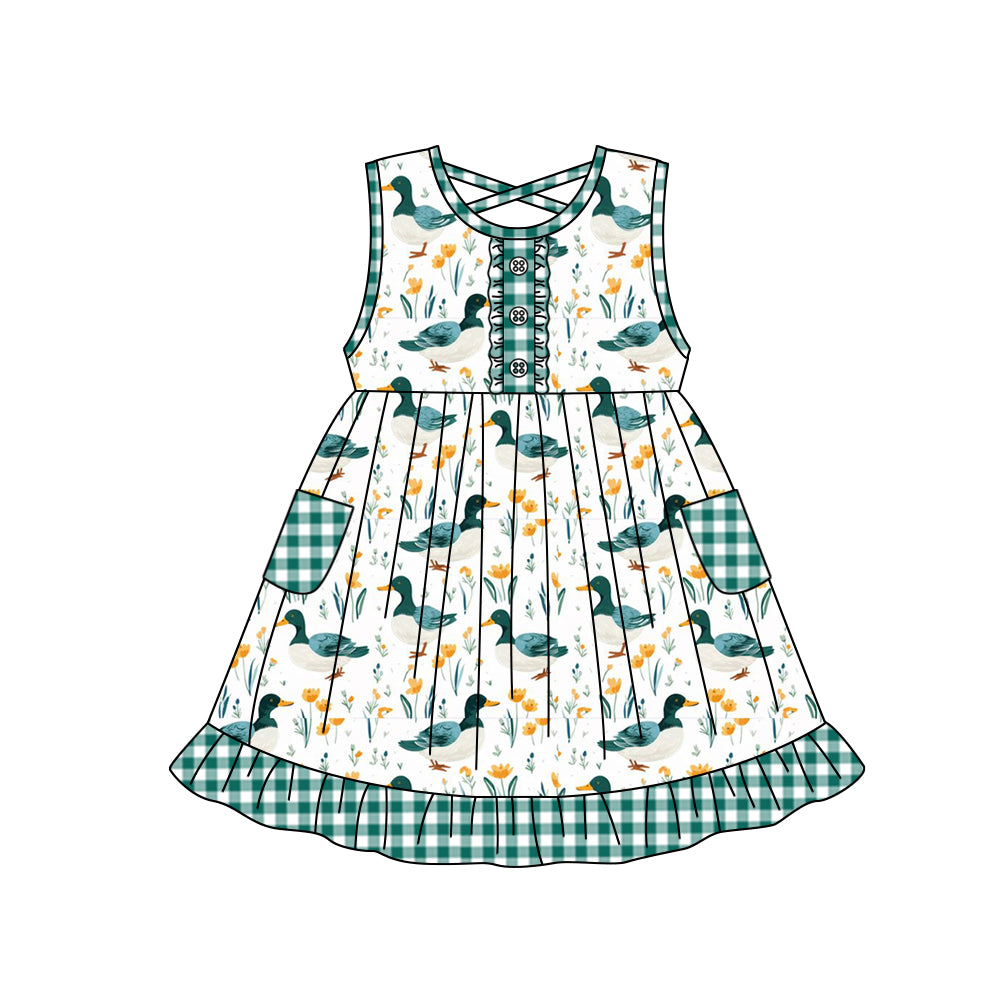 GSD0971 girls duck sleeveless pocket dress