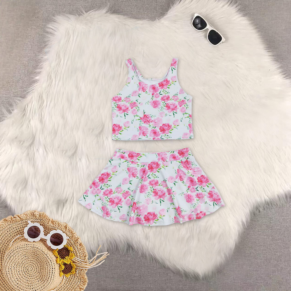 RTS NO MOQ Sibling baby Girls clothes yoga striped short sleeve Clothes Sets