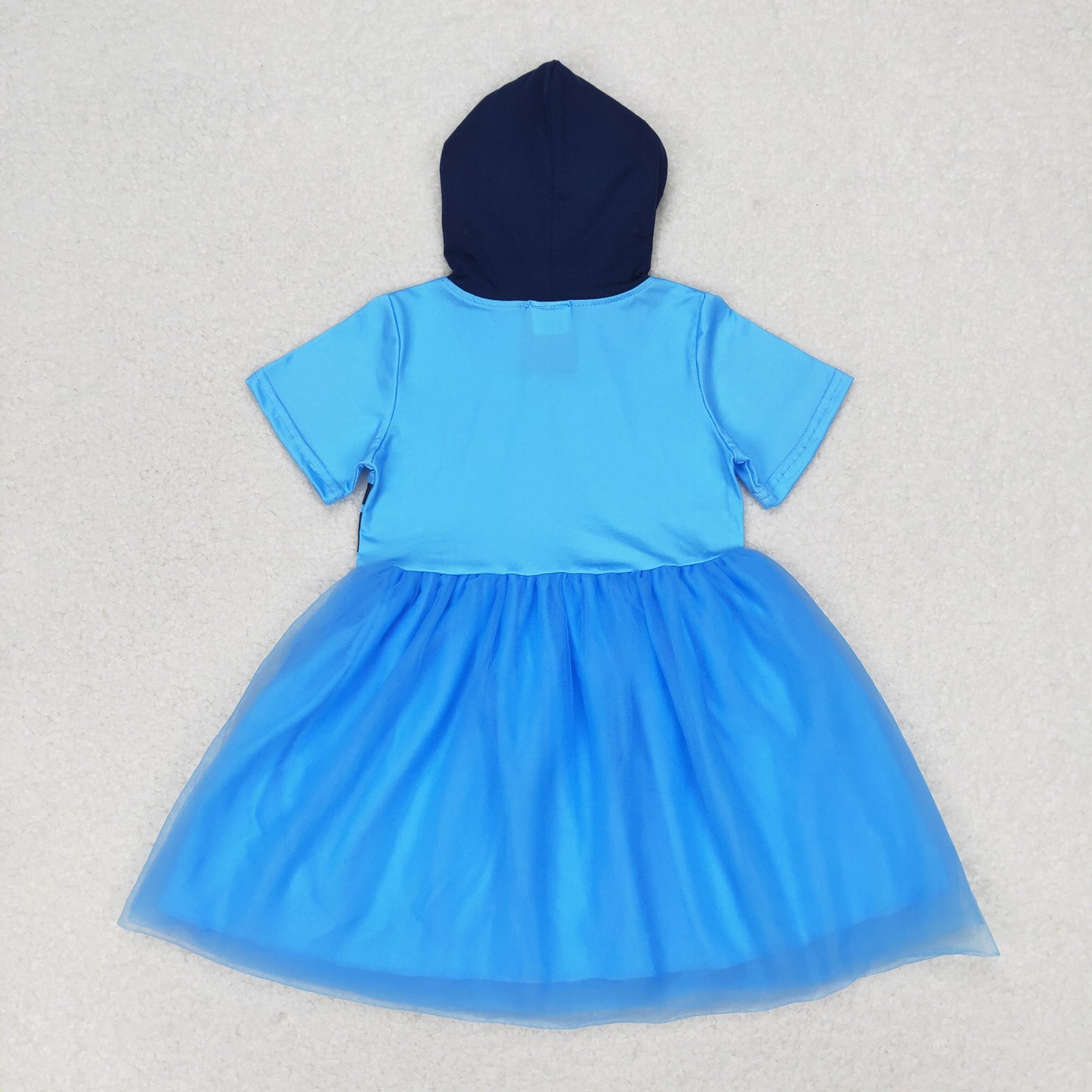 RTS no moq GSD0997 blue tulle hooded short-sleeved dress