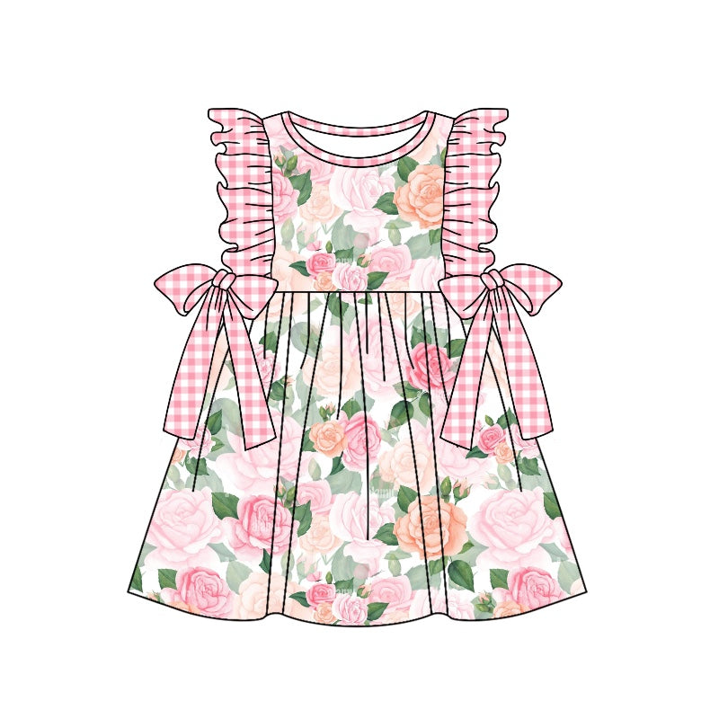 GSD1002 toddler girls clothes light pink flower summer sleeveless dress