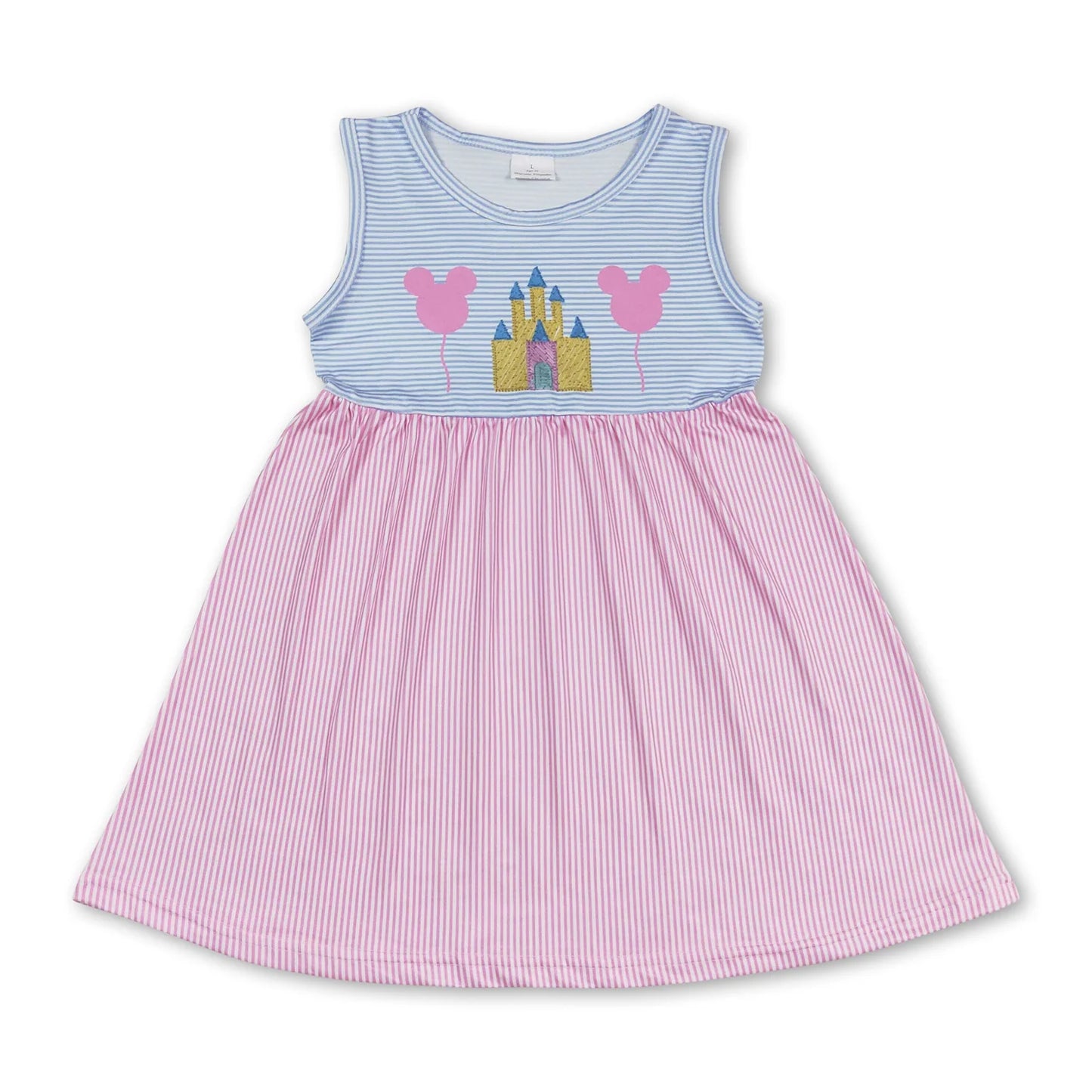 RTS NO MOQ Sibling milk silk Cute Clothes Baby Girls Pink Stripe Sleeveless Knee Length Dress Rompers