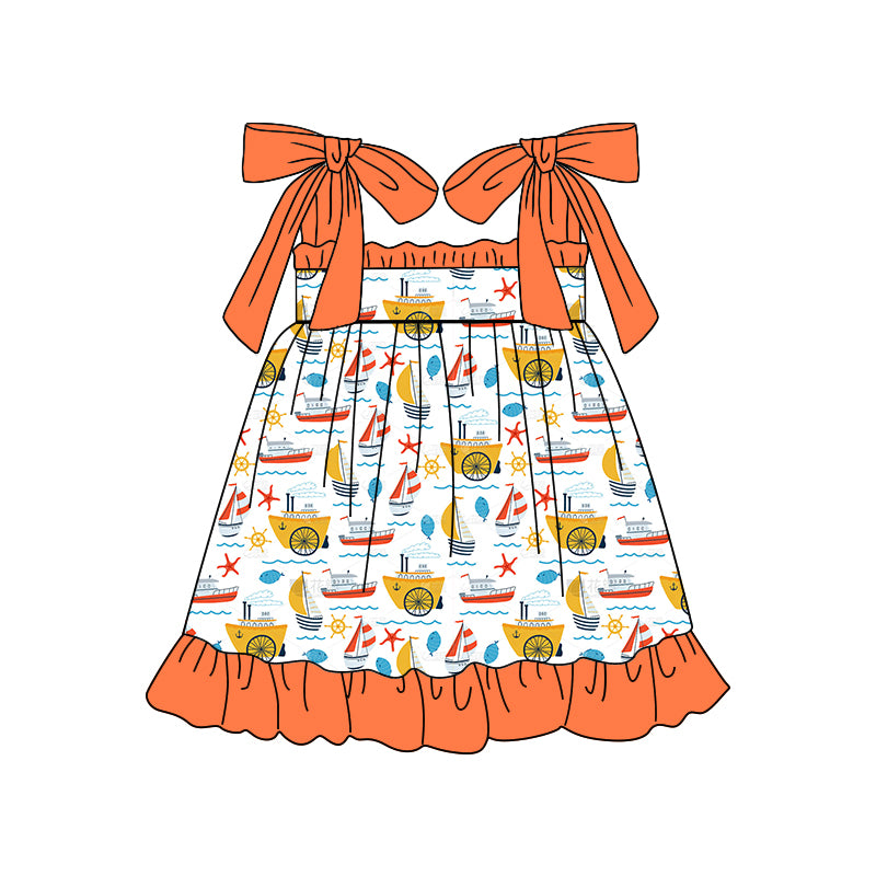 GSD1234 pre-order baby girl clothes sailboat toddler girl summer dress
