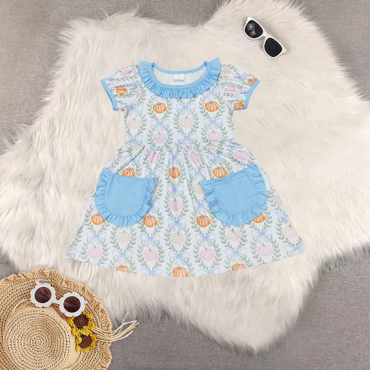 RTS Sibling baby girls halloween Short Sleeve dress rompers