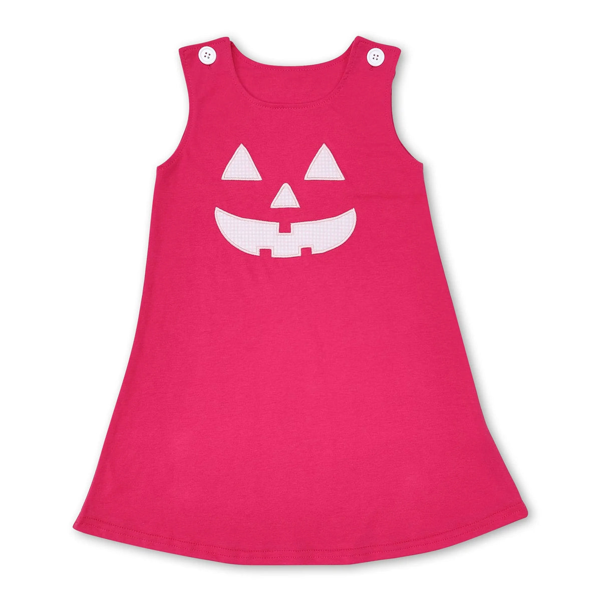 RTS NO MOQ Sibling baby girl clothes Embroidered Pumpkin Face Button Sleeveless Dress; Pink & Orange and tops