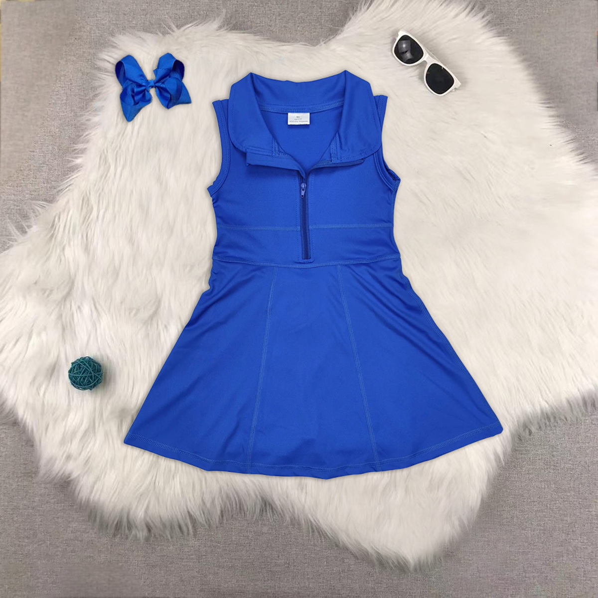 RTS NO MOQ Sibling babygirl clothes solid color zipper yoga sleeveless dress
