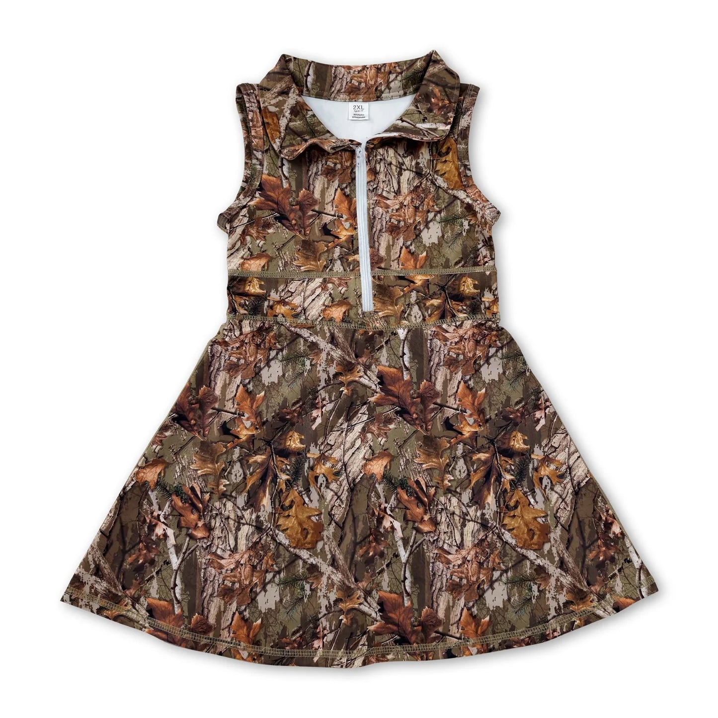 RTS NO MOQ Sibling yoga fabric Baby Girls Zipper Sleeveless Knee Length Athletic Short Dress