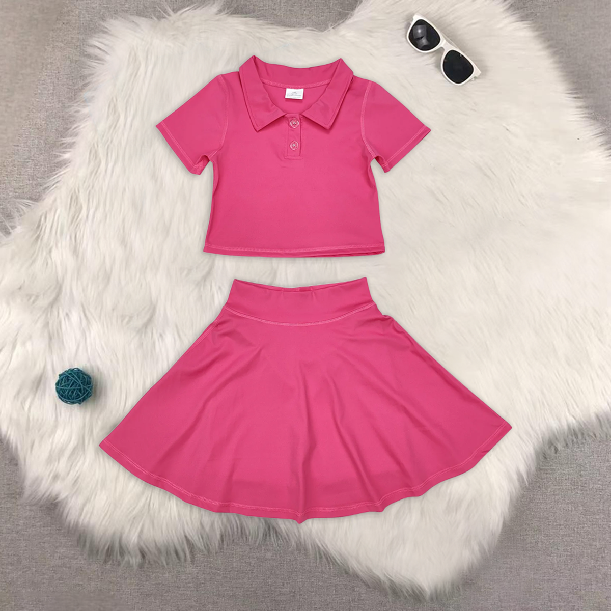 RTS NO MOQ Sibling baby girl clothes color sleeveless skirt yoga set