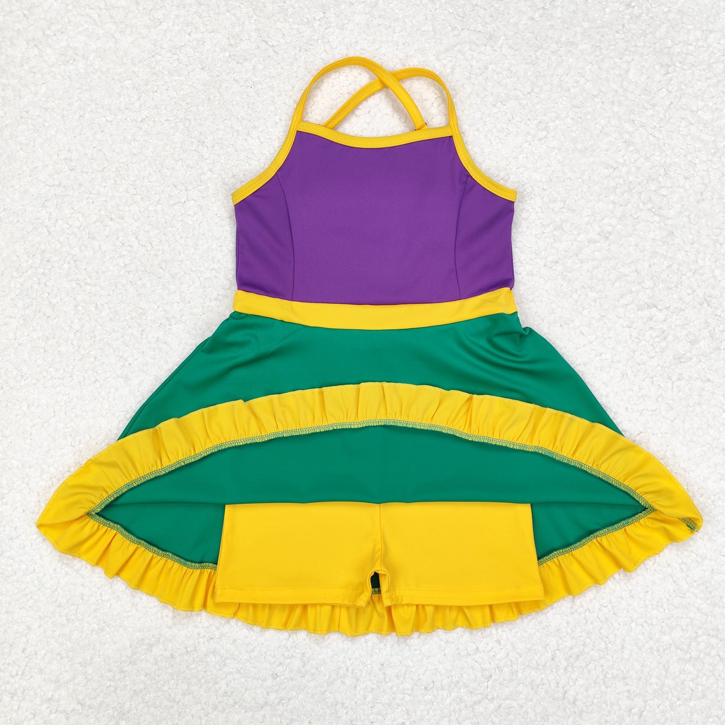 RTS NO MOQ Sibling baby girl clothes Solid red sportswear skirt swimsuit