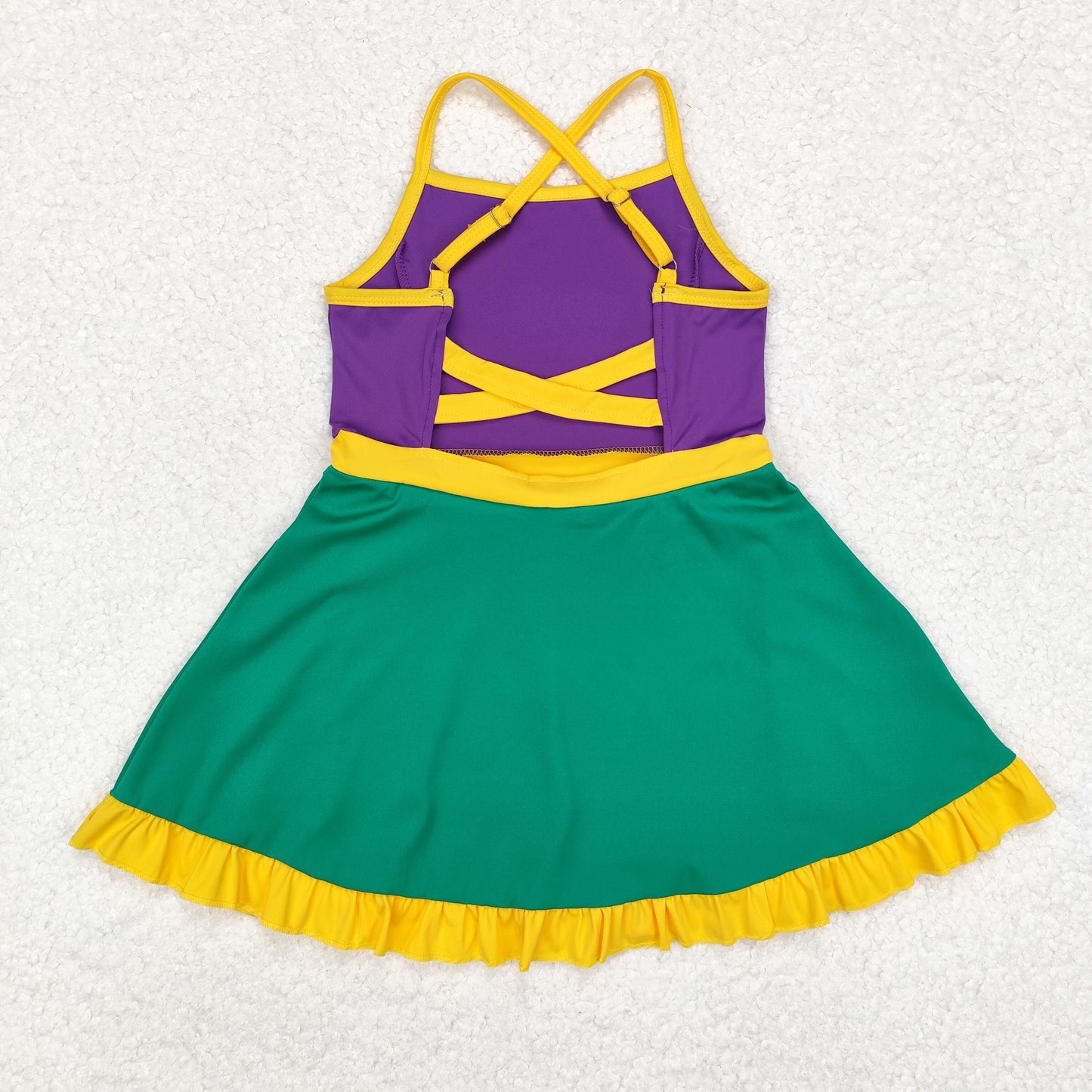 RTS NO MOQ Sibling baby girl clothes Solid red sportswear skirt swimsuit