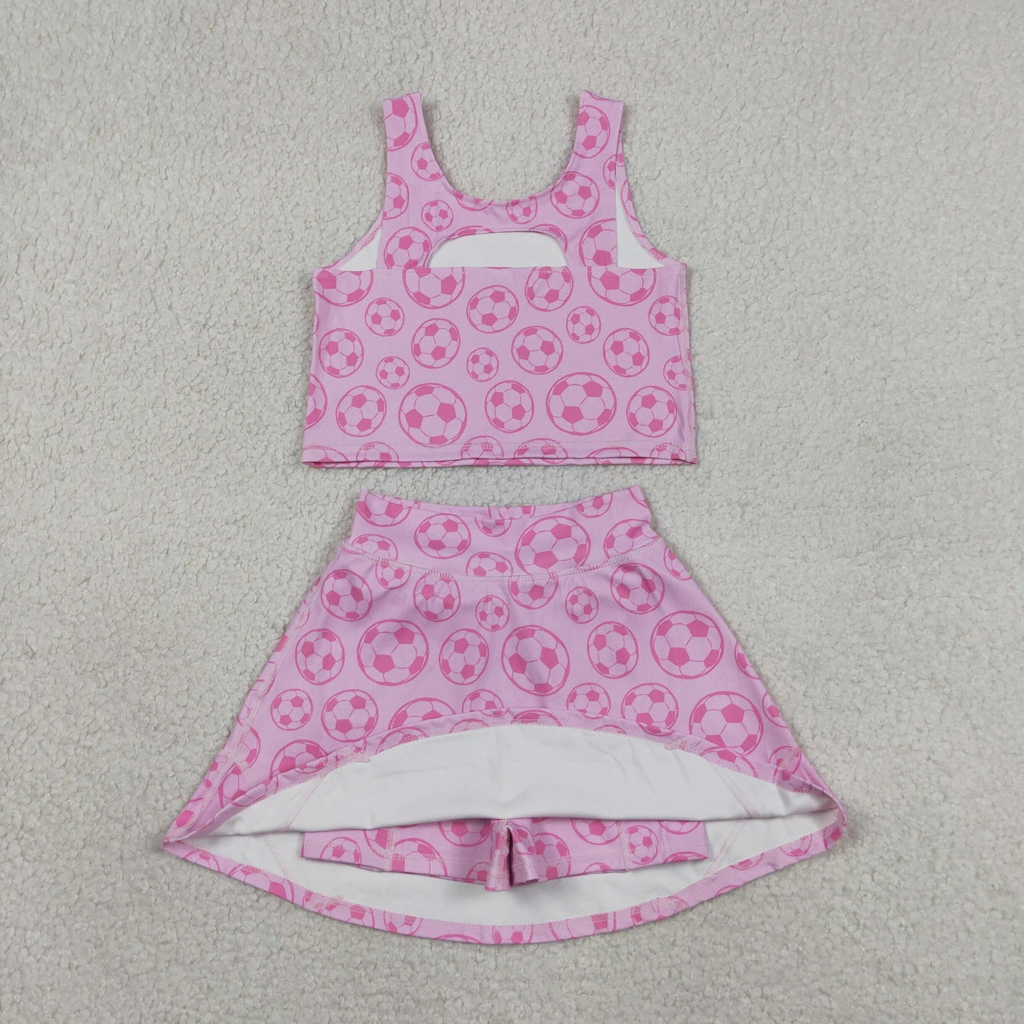 RTS NO MOQ Sibling Baby Girls Pink Soccer Buttons Shirt Shorts Pajamas Sets Active Wear Top Shorts Skirts Sets