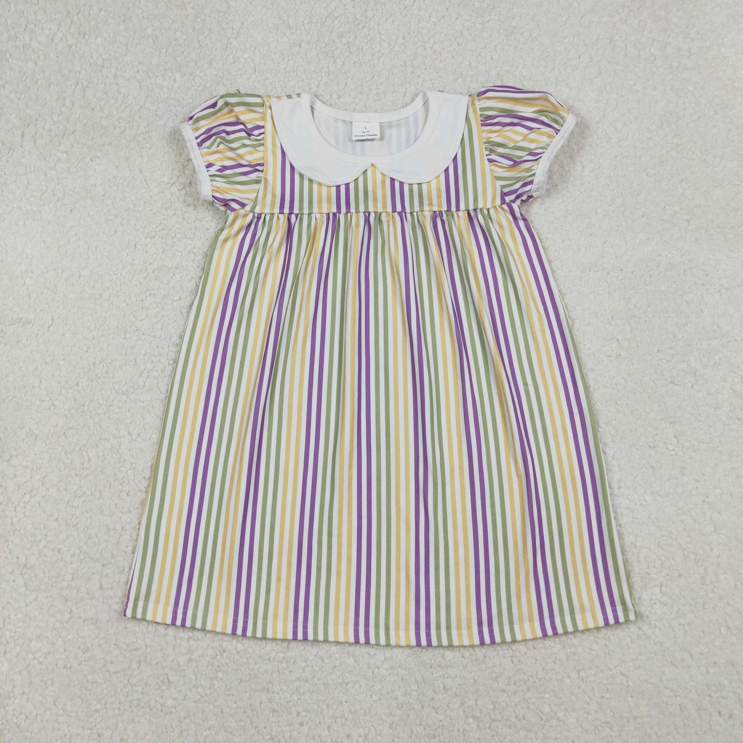 RTS NO MOQ Sibling baby girl clothes carnival mask purple and white plaid short-sleeved dresses