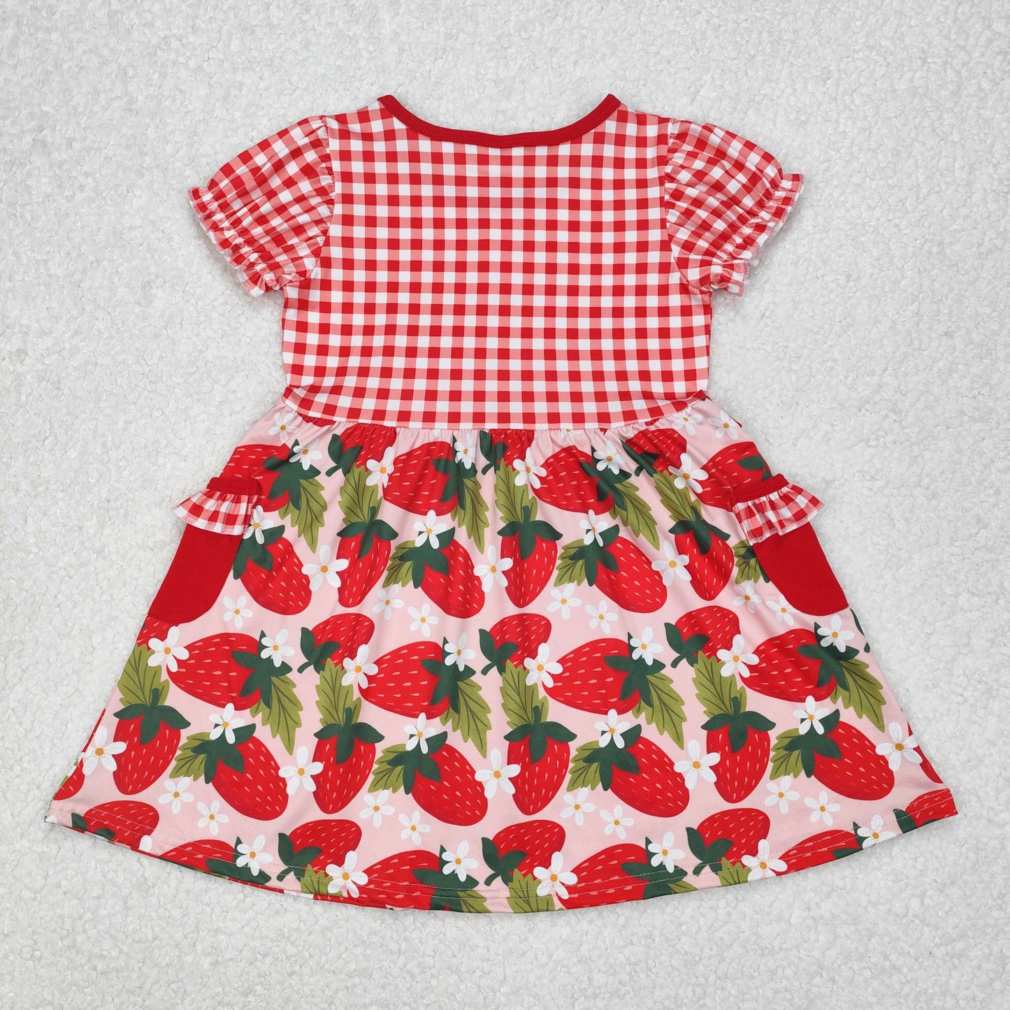 RTS NO MOQ Girls clothes strawberry short sleeve Clothes Sets dress romper