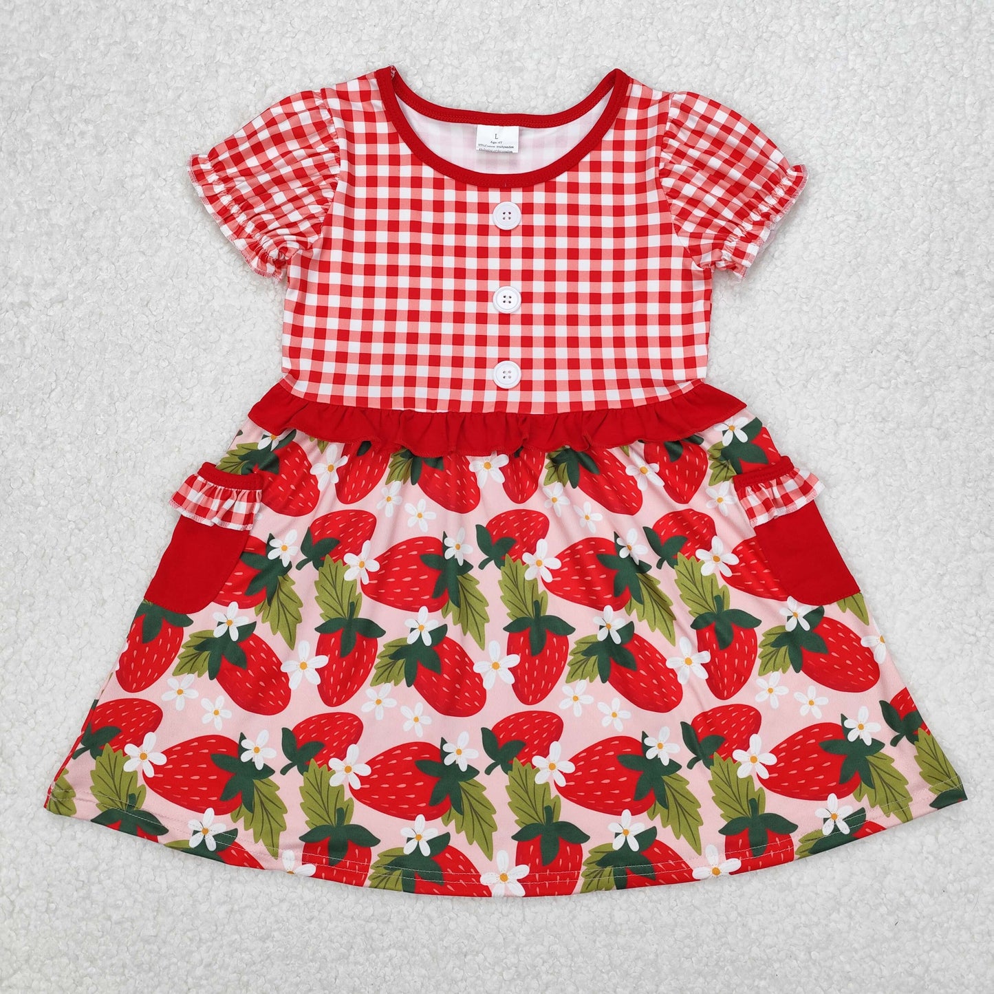 RTS NO MOQ Girls clothes strawberry short sleeve Clothes Sets dress romper