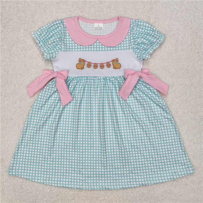 RTS NO MOQ baby Girls Clothes embroidery easter short sleeve shorts Sets and dress