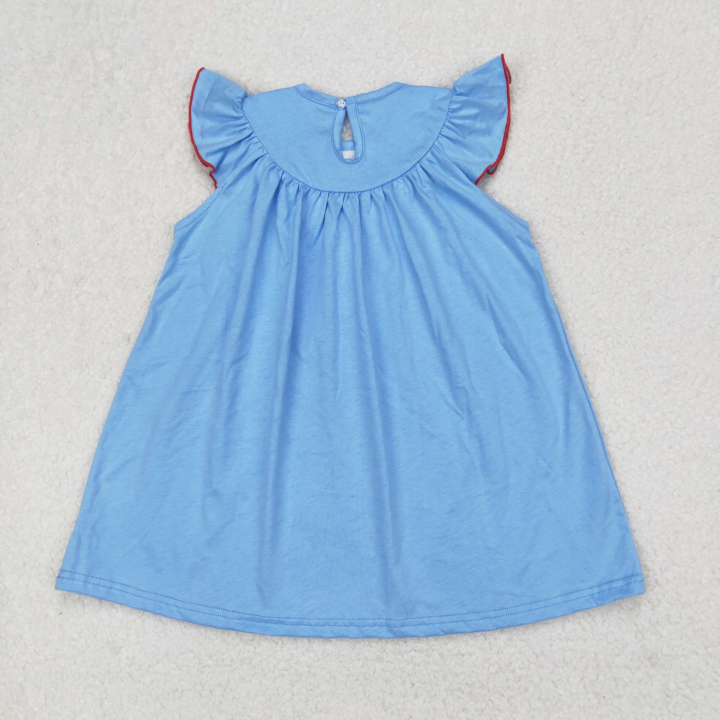 RTS NO MOQ baby girl clothes embroidery smocked 4th of july flag flying-sleeved romper dress