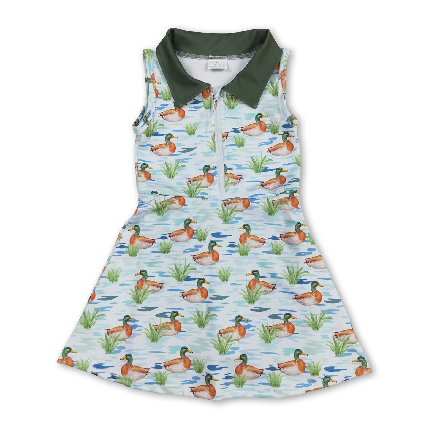 RTS NO MOQ Sibling yoga fabric Baby Girls Zipper Sleeveless Knee Length Athletic Short Dress
