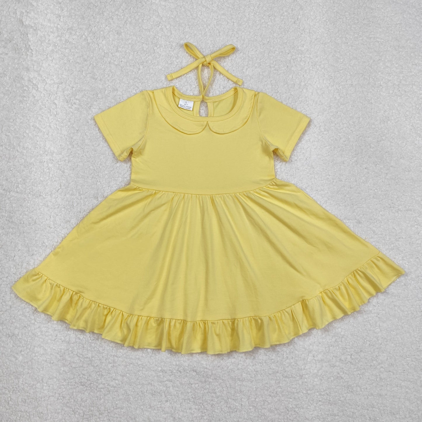RTS baby girls clothes solid color short Sleeve dress
