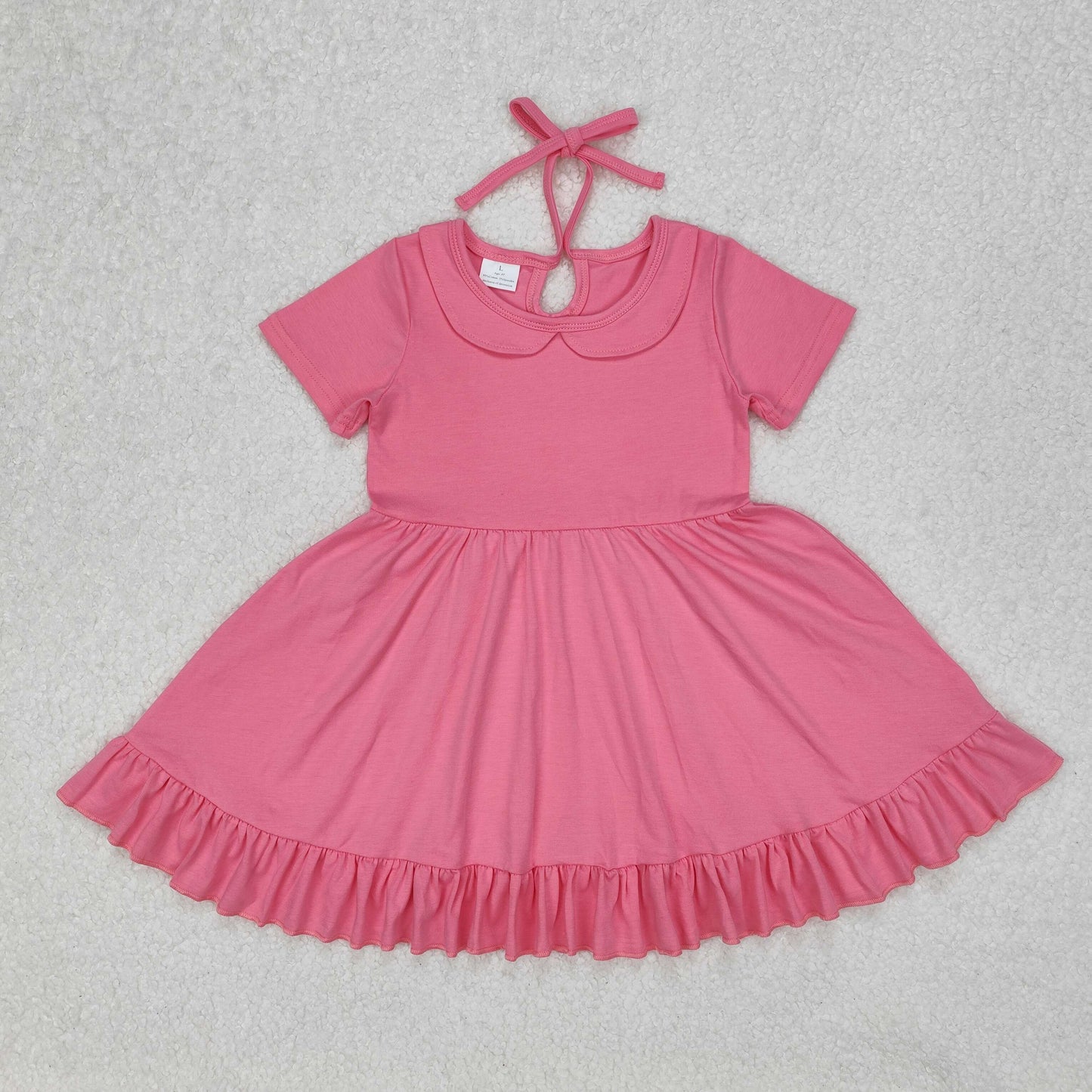 RTS baby girls clothes solid color short Sleeve dress