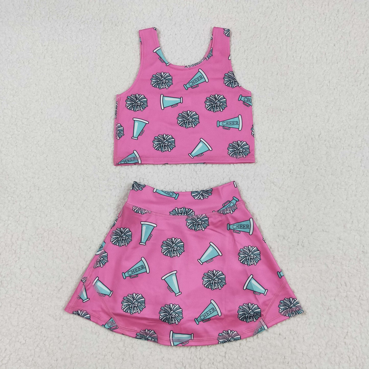 RTS NO MOQ Sibling baby girl clothes baseball sleeveless skirt yoga set