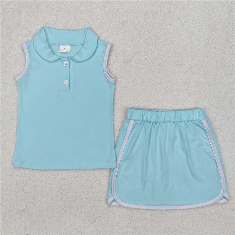 RTS NO MOQ cotton baby Girls Clothes solid color short sleeve shorts Sets