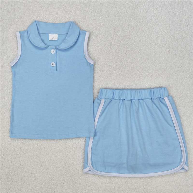 RTS NO MOQ cotton baby Girls Clothes solid color short sleeve shorts Sets